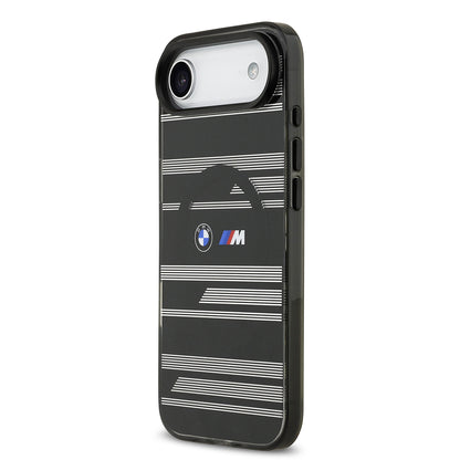 iPhone 17 Air Kılıf BMW Orjinal Lisanslı M-safe Şarj Özellikli Metal Kamera Butonlu Yatay Şeritli M Dizayn Kapak