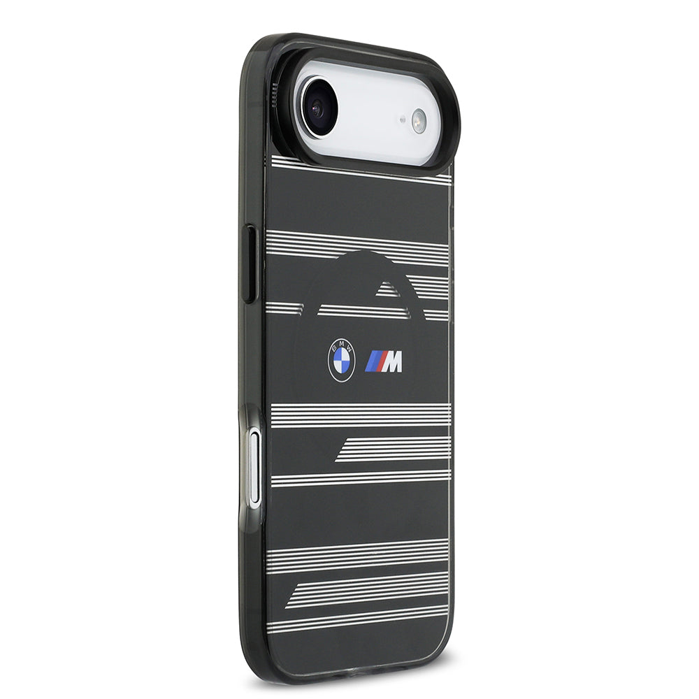 iPhone 17 Air Kılıf BMW Orjinal Lisanslı M-safe Şarj Özellikli Metal Kamera Butonlu Yatay Şeritli M Dizayn Kapak