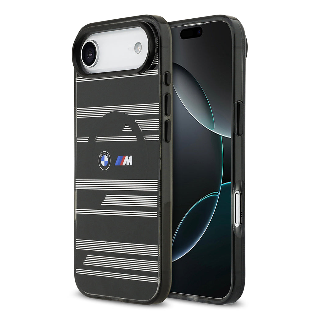 iPhone 17 Air Kılıf BMW Orjinal Lisanslı M-safe Şarj Özellikli Metal Kamera Butonlu Yatay Şeritli M Dizayn Kapak