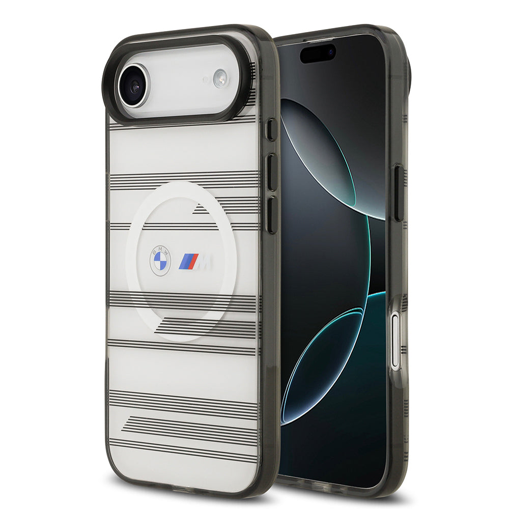 iPhone 17 Air Kılıf BMW Orjinal Lisanslı M-safe Şarj Özellikli Metal Kamera Butonlu Yatay Şeritli M Dizayn Kapak