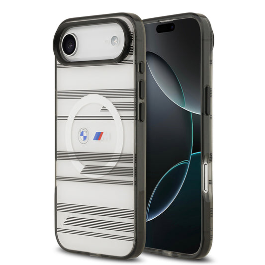 iPhone 17 Air Kılıf BMW Orjinal Lisanslı M-safe Şarj Özellikli Metal Kamera Butonlu Yatay Şeritli M Dizayn Kapak