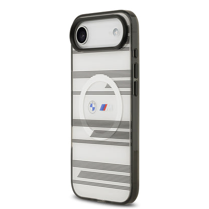iPhone 17 Air Kılıf BMW Orjinal Lisanslı M-safe Şarj Özellikli Metal Kamera Butonlu Yatay Şeritli M Dizayn Kapak
