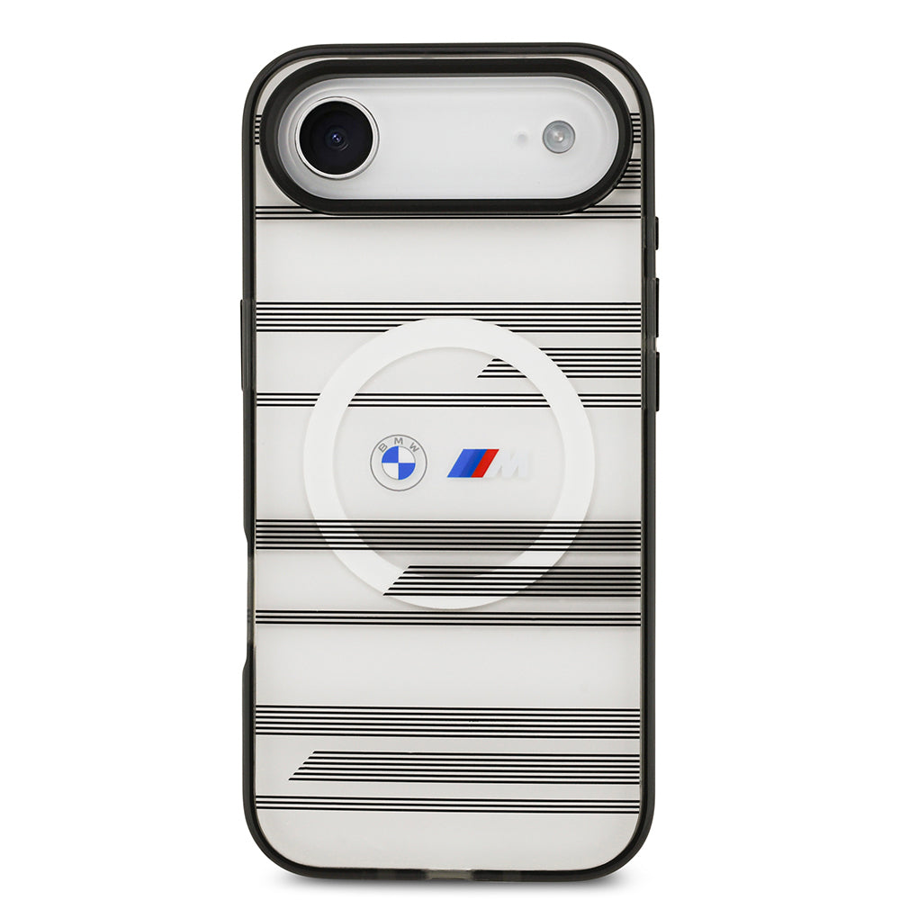 iPhone 17 Air Kılıf BMW Orjinal Lisanslı M-safe Şarj Özellikli Metal Kamera Butonlu Yatay Şeritli M Dizayn Kapak