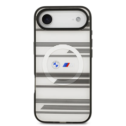iPhone 17 Air Kılıf BMW Orjinal Lisanslı M-safe Şarj Özellikli Metal Kamera Butonlu Yatay Şeritli M Dizayn Kapak