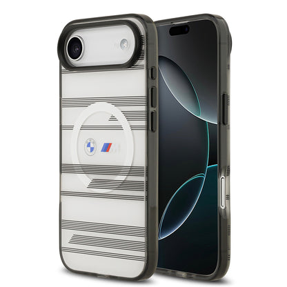 iPhone 17 Air Kılıf BMW Orjinal Lisanslı M-safe Şarj Özellikli Metal Kamera Butonlu Yatay Şeritli M Dizayn Kapak