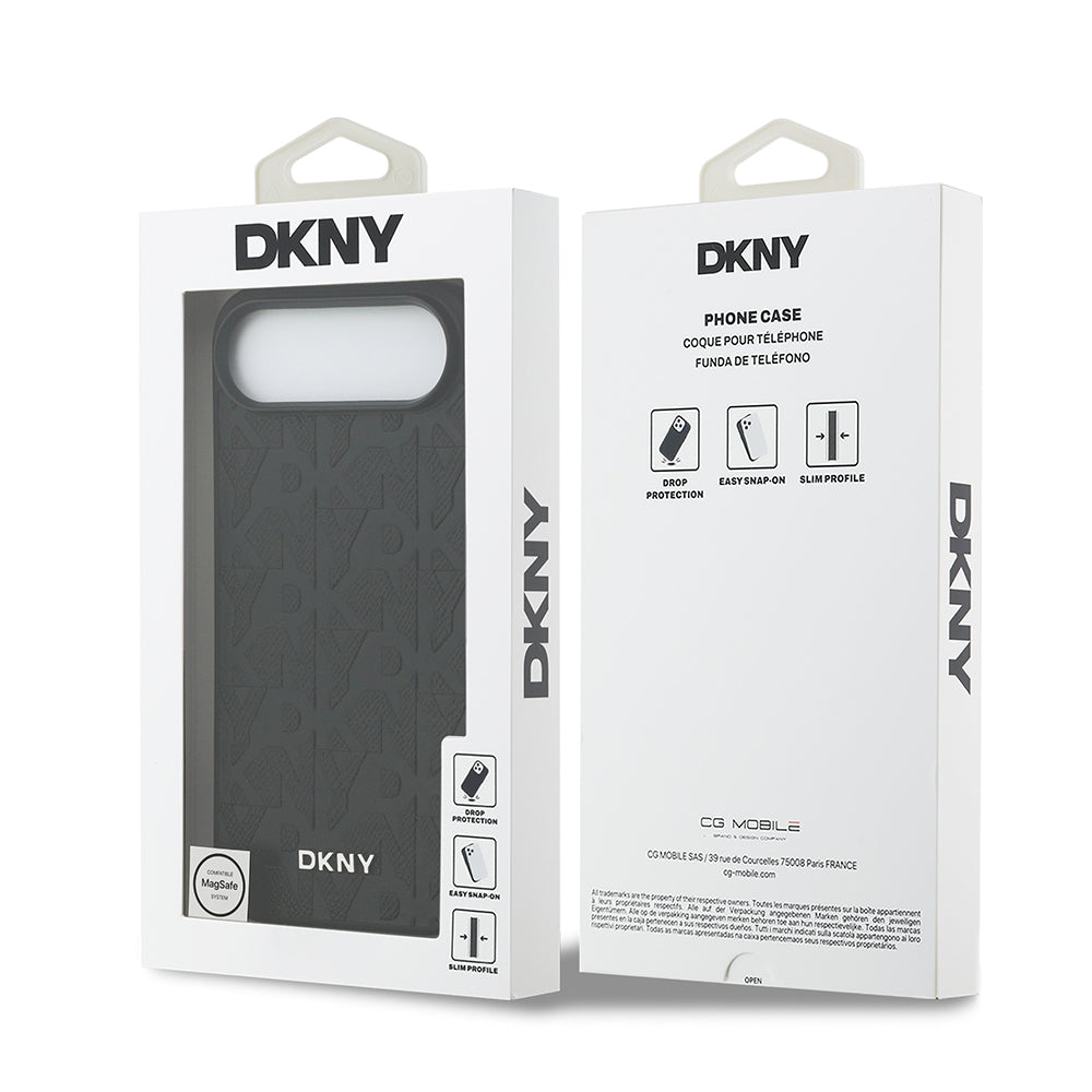 iPhone 17 Air Kılıf DKNY Orjinal Lisanslı M-safe Şarj Özellikli 3D Yazılı Grid Pattern Kapak