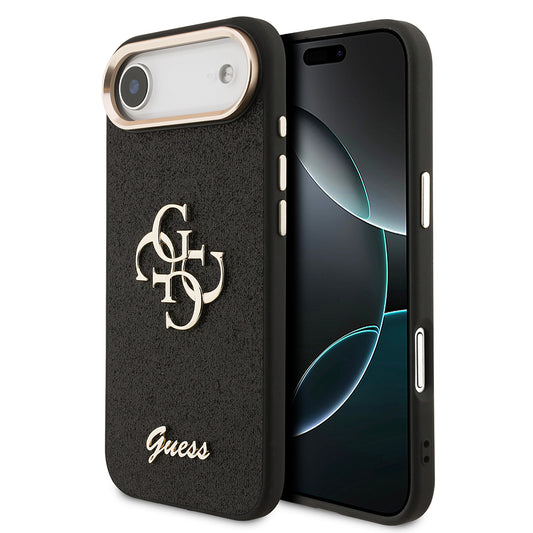 iPhone 17 Air Kılıf Guess Orjinal Lisanslı 4G Büyük Metal Kamera Çerçeveli ve Logolu Glitter Kapak