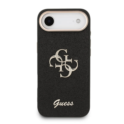 iPhone 17 Air Kılıf Guess Orjinal Lisanslı 4G Büyük Metal Kamera Çerçeveli ve Logolu Glitter Kapak