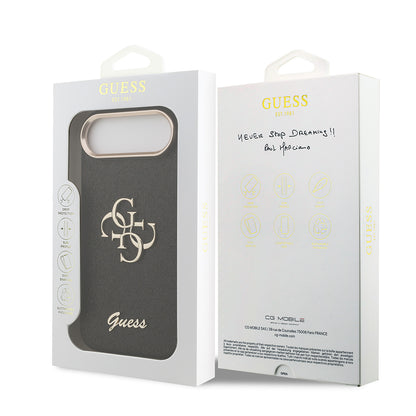 iPhone 17 Air Kılıf Guess Orjinal Lisanslı 4G Büyük Metal Kamera Çerçeveli ve Logolu Glitter Kapak