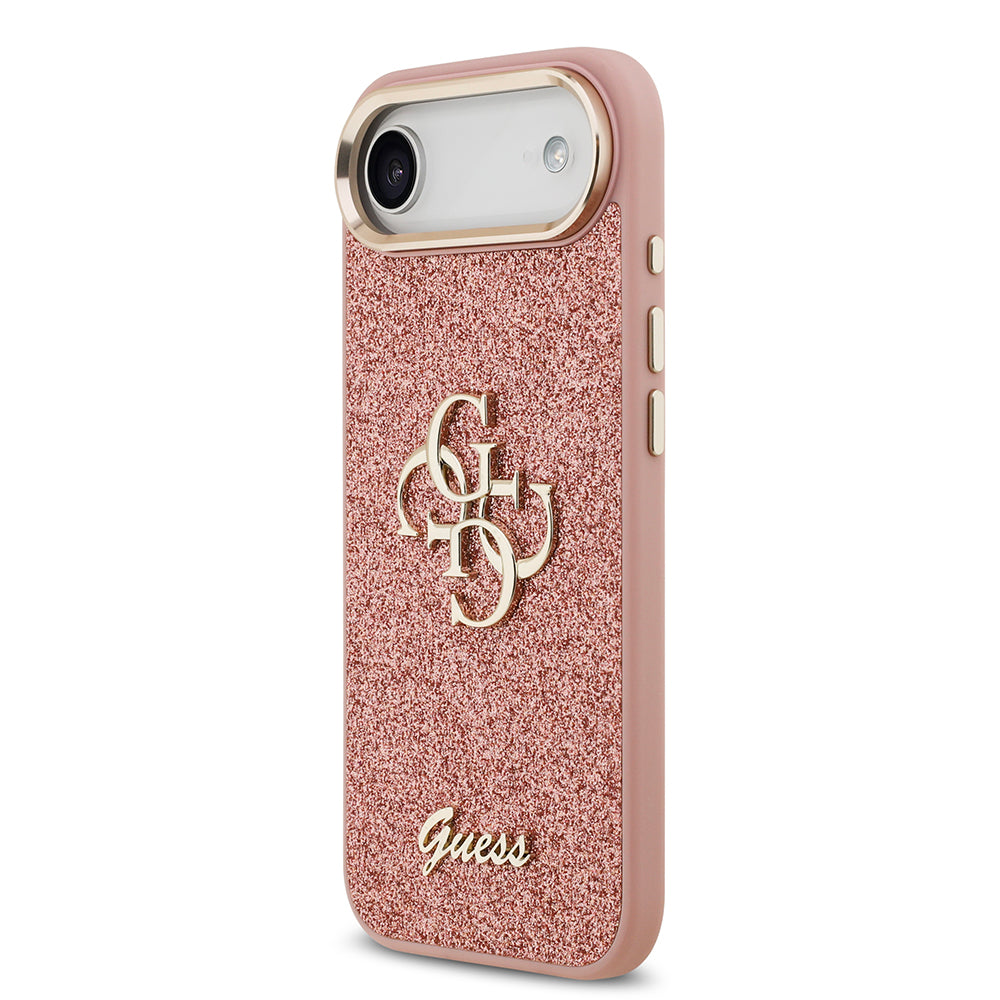 iPhone 17 Air Kılıf Guess Orjinal Lisanslı 4G Büyük Metal Kamera Çerçeveli ve Logolu Glitter Kapak