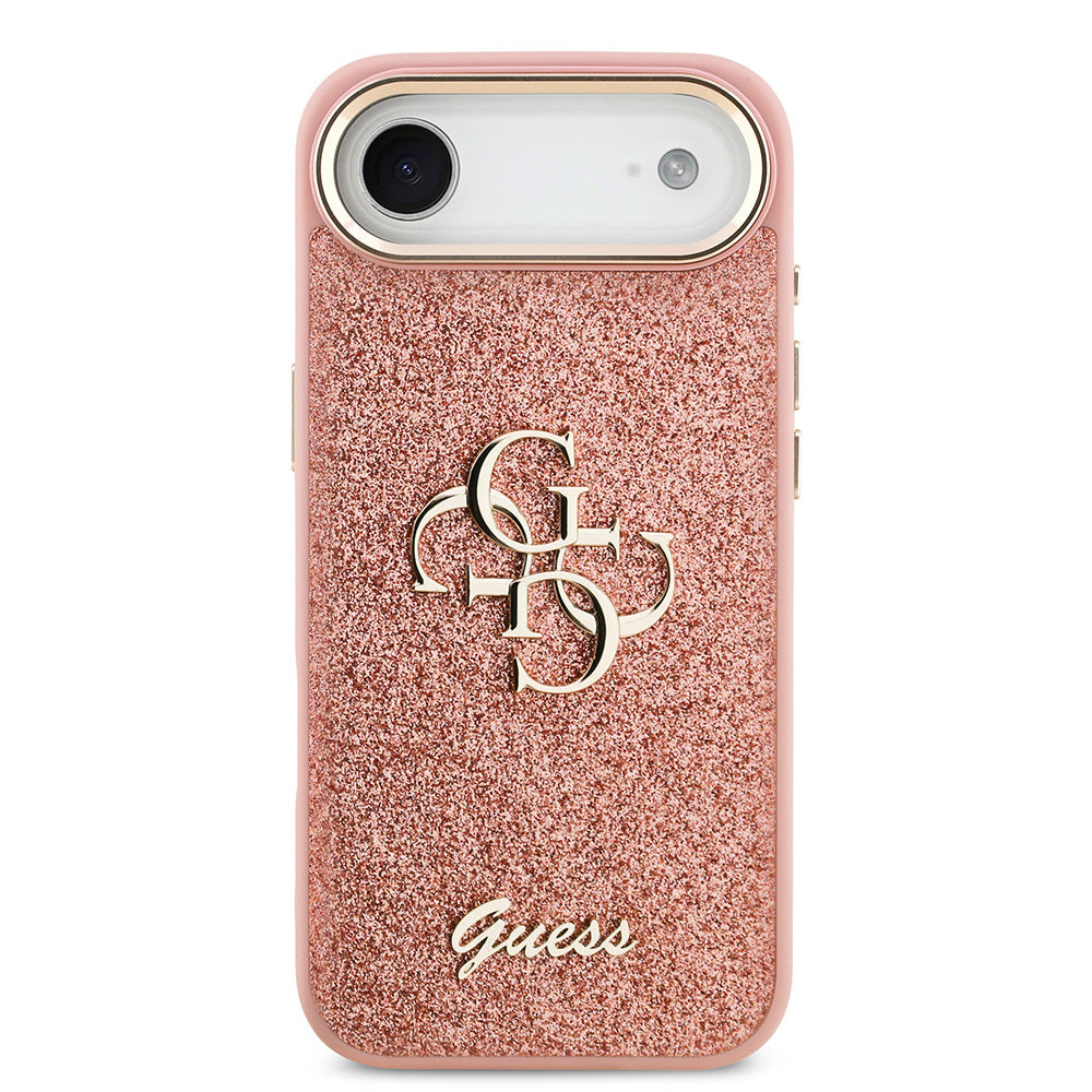 iPhone 17 Air Kılıf Guess Orjinal Lisanslı 4G Büyük Metal Kamera Çerçeveli ve Logolu Glitter Kapak