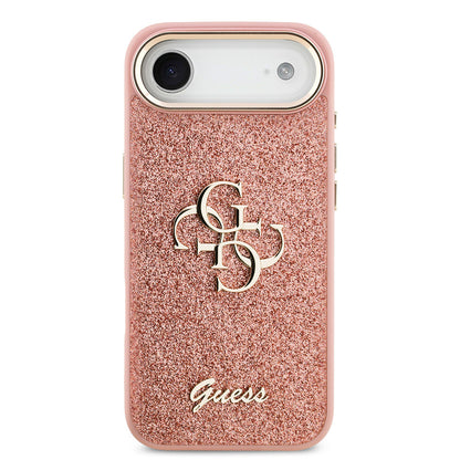 iPhone 17 Air Kılıf Guess Orjinal Lisanslı 4G Büyük Metal Kamera Çerçeveli ve Logolu Glitter Kapak