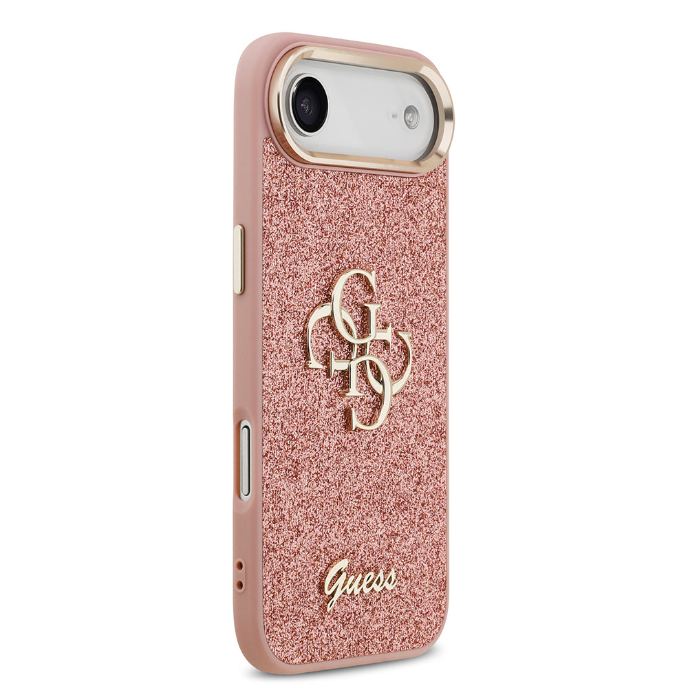 iPhone 17 Air Kılıf Guess Orjinal Lisanslı 4G Büyük Metal Kamera Çerçeveli ve Logolu Glitter Kapak