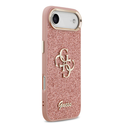iPhone 17 Air Kılıf Guess Orjinal Lisanslı 4G Büyük Metal Kamera Çerçeveli ve Logolu Glitter Kapak