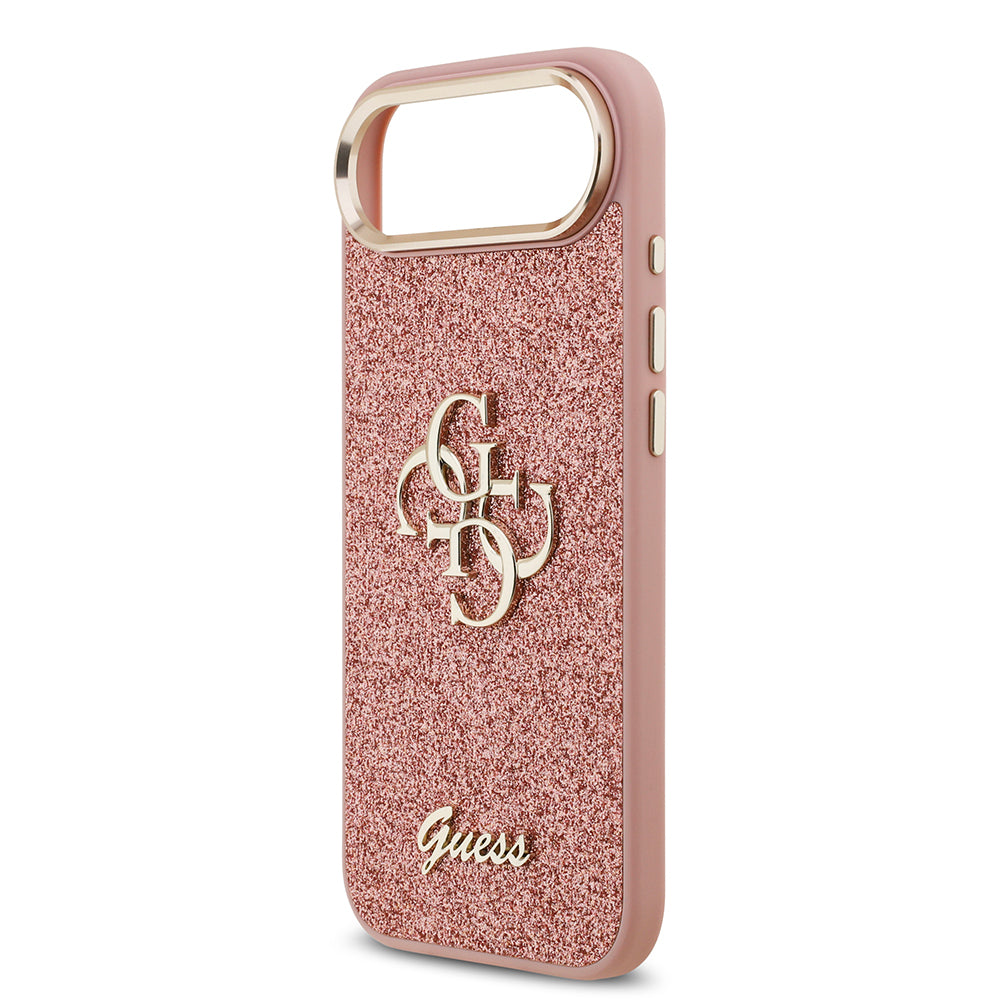 iPhone 17 Air Kılıf Guess Orjinal Lisanslı 4G Büyük Metal Kamera Çerçeveli ve Logolu Glitter Kapak