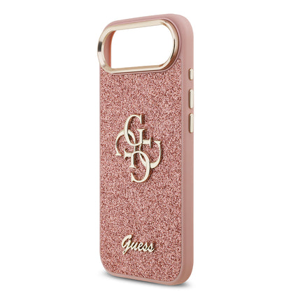 iPhone 17 Air Kılıf Guess Orjinal Lisanslı 4G Büyük Metal Kamera Çerçeveli ve Logolu Glitter Kapak