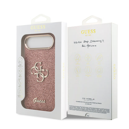 iPhone 17 Air Kılıf Guess Orjinal Lisanslı 4G Büyük Metal Kamera Çerçeveli ve Logolu Glitter Kapak