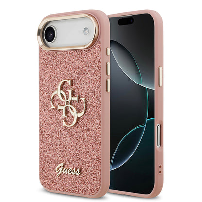 iPhone 17 Air Kılıf Guess Orjinal Lisanslı 4G Büyük Metal Kamera Çerçeveli ve Logolu Glitter Kapak
