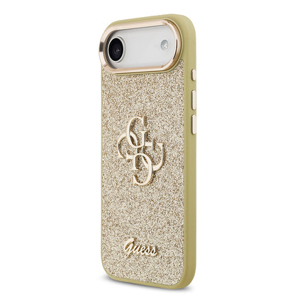 iPhone 17 Air Kılıf Guess Orjinal Lisanslı 4G Büyük Metal Kamera Çerçeveli ve Logolu Glitter Kapak
