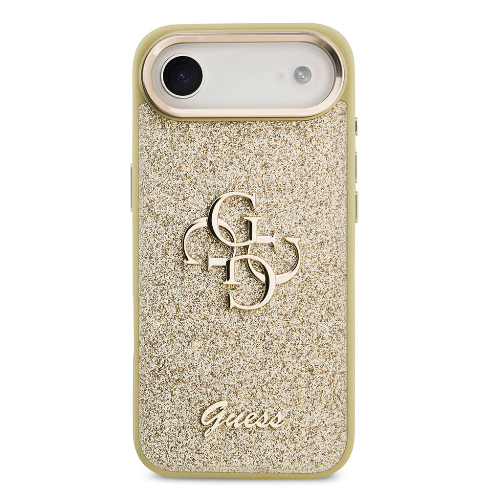 iPhone 17 Air Kılıf Guess Orjinal Lisanslı 4G Büyük Metal Kamera Çerçeveli ve Logolu Glitter Kapak