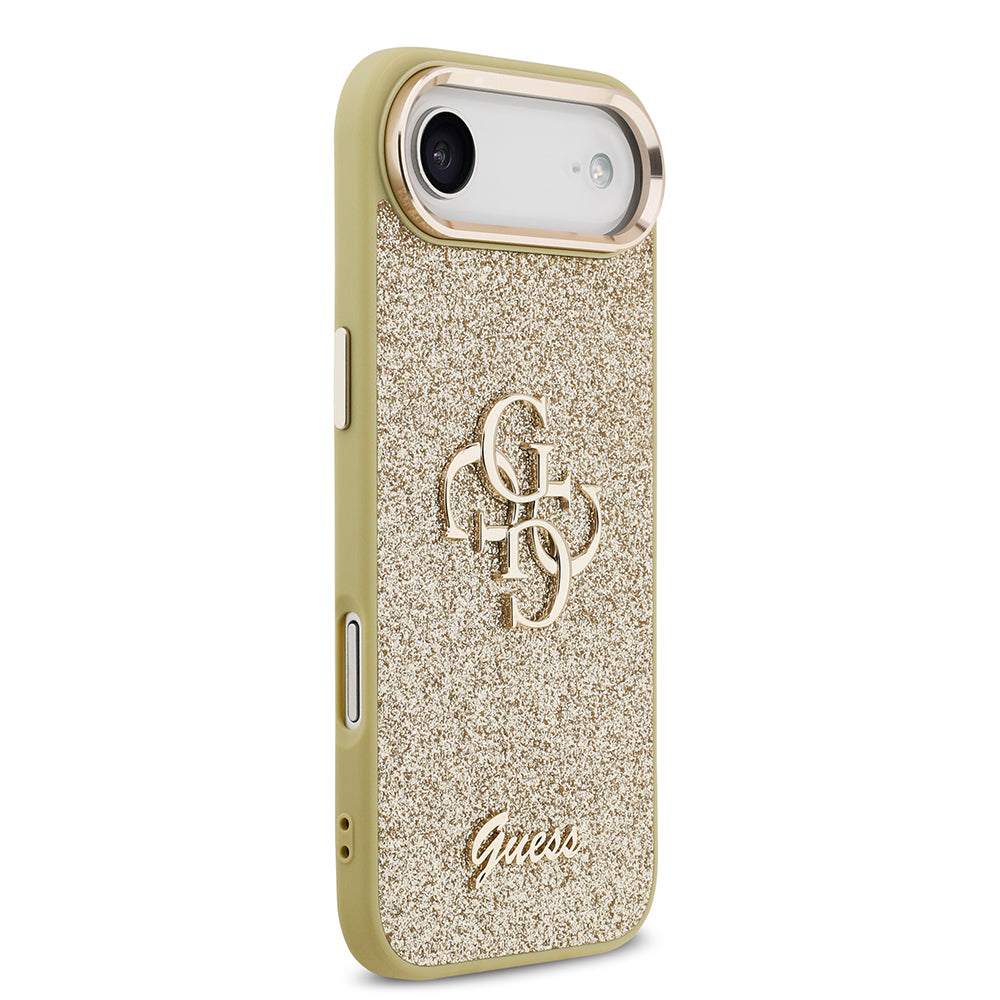 iPhone 17 Air Kılıf Guess Orjinal Lisanslı 4G Büyük Metal Kamera Çerçeveli ve Logolu Glitter Kapak