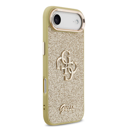 iPhone 17 Air Kılıf Guess Orjinal Lisanslı 4G Büyük Metal Kamera Çerçeveli ve Logolu Glitter Kapak