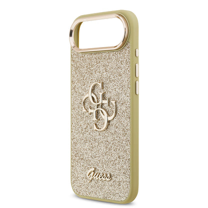 iPhone 17 Air Kılıf Guess Orjinal Lisanslı 4G Büyük Metal Kamera Çerçeveli ve Logolu Glitter Kapak