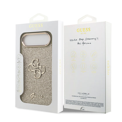 iPhone 17 Air Kılıf Guess Orjinal Lisanslı 4G Büyük Metal Kamera Çerçeveli ve Logolu Glitter Kapak