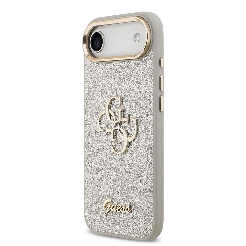 iPhone 17 Air Kılıf Guess Orjinal Lisanslı 4G Büyük Metal Kamera Çerçeveli ve Logolu Glitter Kapak