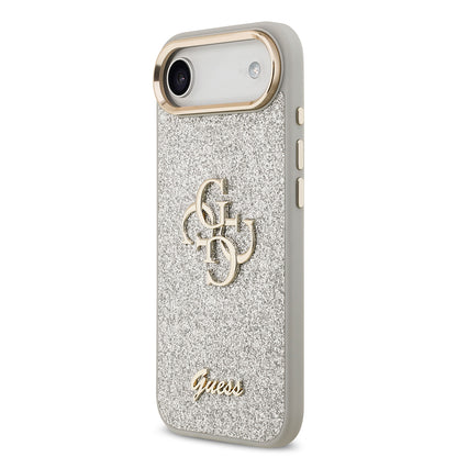 iPhone 17 Air Kılıf Guess Orjinal Lisanslı 4G Büyük Metal Kamera Çerçeveli ve Logolu Glitter Kapak