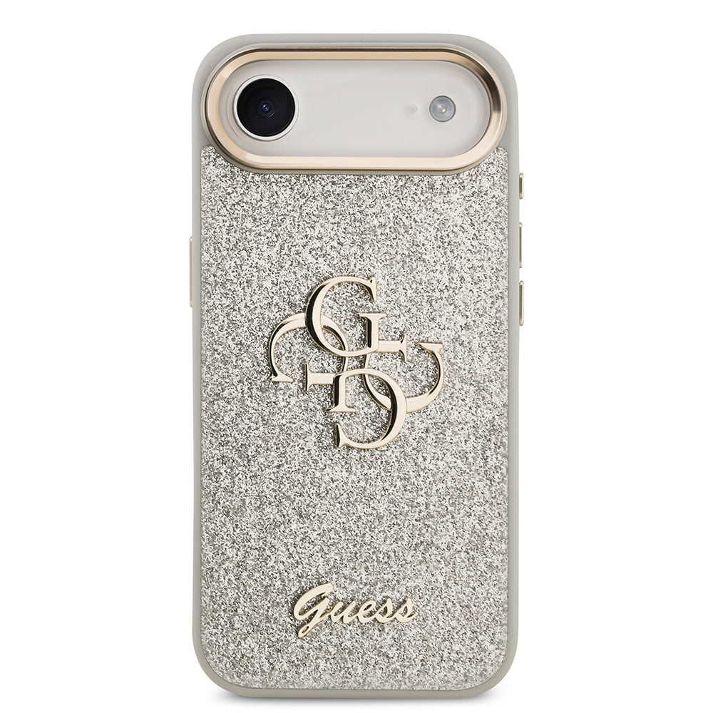 iPhone 17 Air Kılıf Guess Orjinal Lisanslı 4G Büyük Metal Kamera Çerçeveli ve Logolu Glitter Kapak