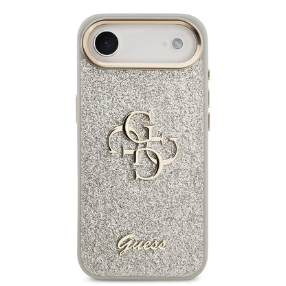 iPhone 17 Air Kılıf Guess Orjinal Lisanslı 4G Büyük Metal Kamera Çerçeveli ve Logolu Glitter Kapak