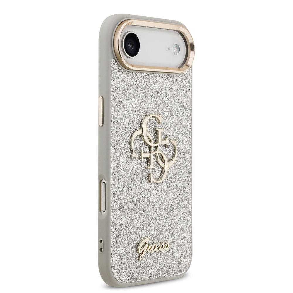 iPhone 17 Air Kılıf Guess Orjinal Lisanslı 4G Büyük Metal Kamera Çerçeveli ve Logolu Glitter Kapak