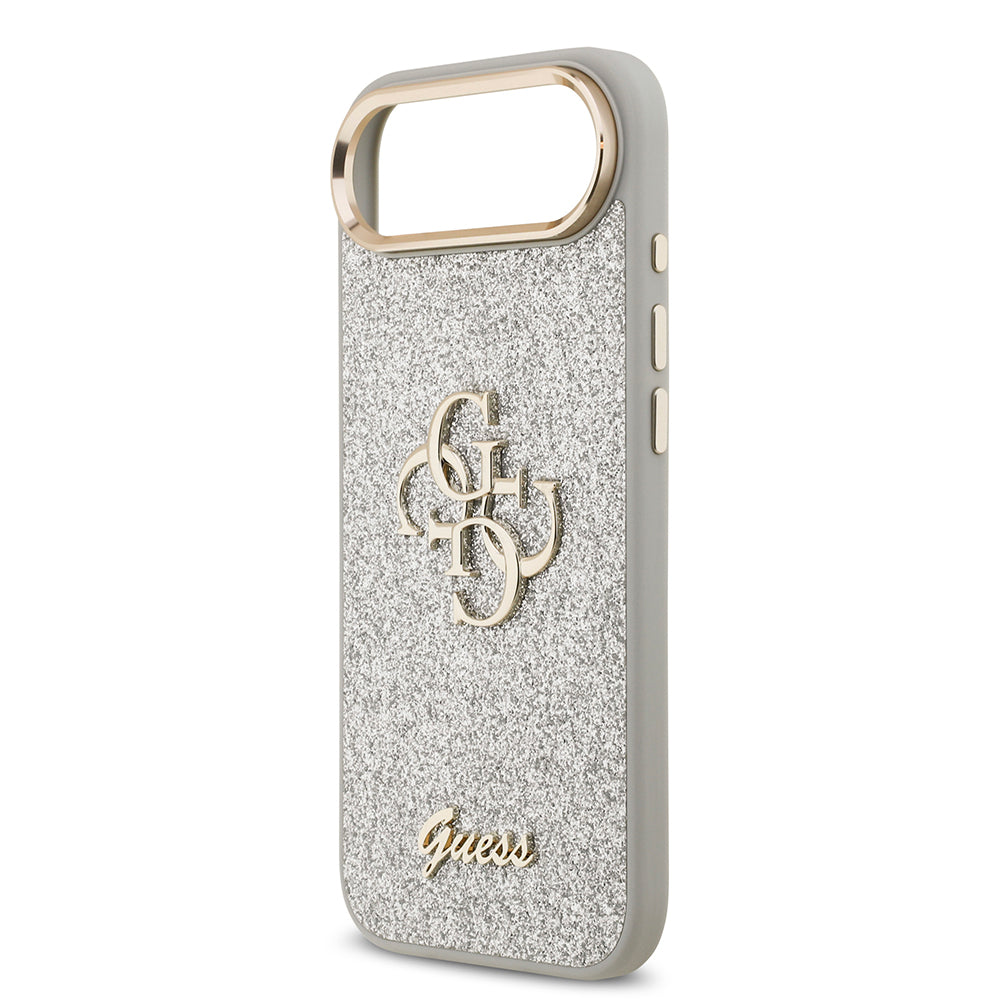 iPhone 17 Air Kılıf Guess Orjinal Lisanslı 4G Büyük Metal Kamera Çerçeveli ve Logolu Glitter Kapak