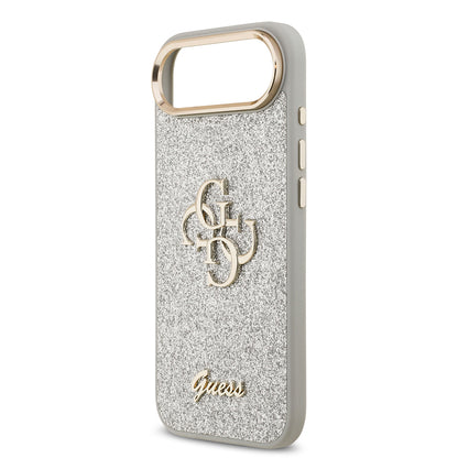 iPhone 17 Air Kılıf Guess Orjinal Lisanslı 4G Büyük Metal Kamera Çerçeveli ve Logolu Glitter Kapak