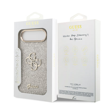 iPhone 17 Air Kılıf Guess Orjinal Lisanslı 4G Büyük Metal Kamera Çerçeveli ve Logolu Glitter Kapak