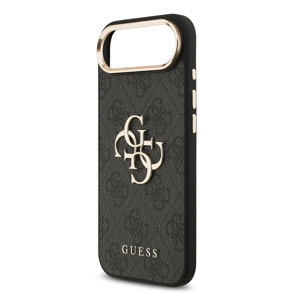 iPhone 17 Air Kılıf Guess Orjinal Lisanslı Gold Metal Kamera Çerçeveli 4G Desenli Metal Büyük 4G ve Yazı Logolu Kapak