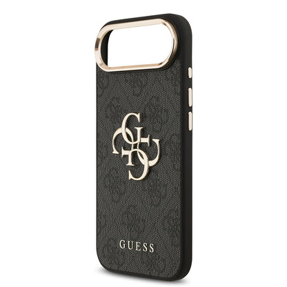 iPhone 17 Air Kılıf Guess Orjinal Lisanslı Gold Metal Kamera Çerçeveli 4G Desenli Metal Büyük 4G ve Yazı Logolu Kapak