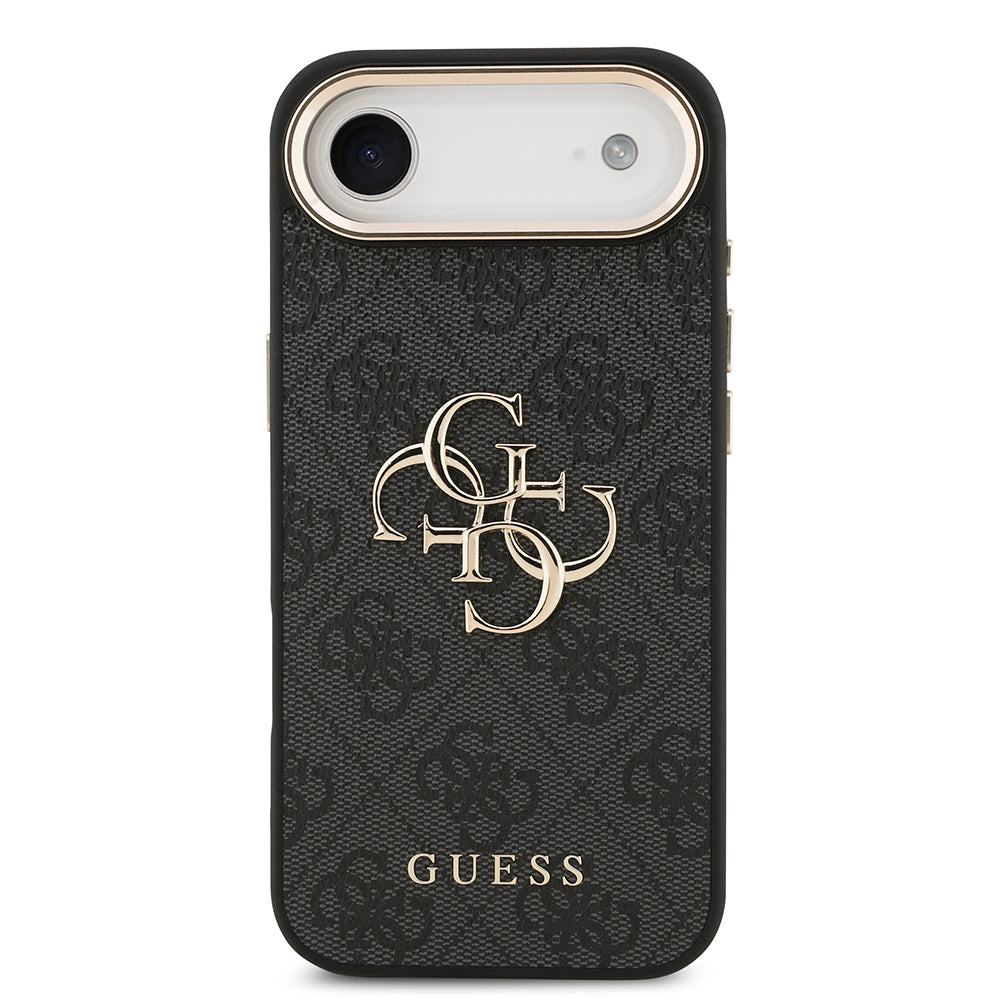 iPhone 17 Air Kılıf Guess Orjinal Lisanslı Gold Metal Kamera Çerçeveli 4G Desenli Metal Büyük 4G ve Yazı Logolu Kapak