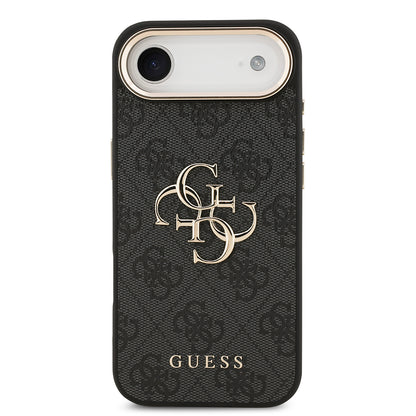 iPhone 17 Air Kılıf Guess Orjinal Lisanslı Gold Metal Kamera Çerçeveli 4G Desenli Metal Büyük 4G ve Yazı Logolu Kapak