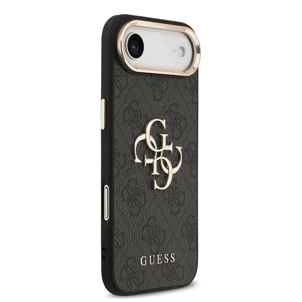 iPhone 17 Air Kılıf Guess Orjinal Lisanslı Gold Metal Kamera Çerçeveli 4G Desenli Metal Büyük 4G ve Yazı Logolu Kapak