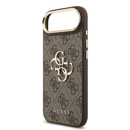 iPhone 17 Air Kılıf Guess Orjinal Lisanslı Gold Metal Kamera Çerçeveli 4G Desenli Metal Büyük 4G ve Yazı Logolu Kapak