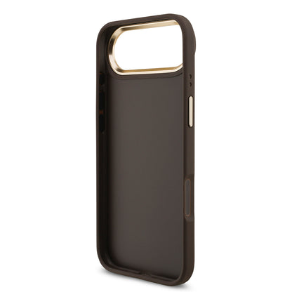 iPhone 17 Air Kılıf Guess Orjinal Lisanslı Gold Metal Kamera Çerçeveli 4G Desenli Metal Büyük 4G ve Yazı Logolu Kapak