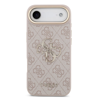 iPhone 17 Air Kılıf Guess Orjinal Lisanslı Gold Metal Kamera Çerçeveli 4G Desenli Metal Büyük 4G ve Yazı Logolu Kapak