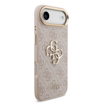 iPhone 17 Air Kılıf Guess Orjinal Lisanslı Gold Metal Kamera Çerçeveli 4G Desenli Metal Büyük 4G ve Yazı Logolu Kapak