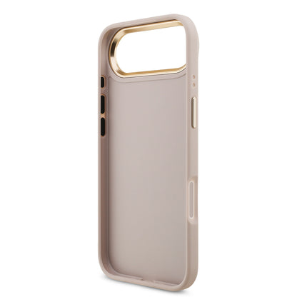 iPhone 17 Air Kılıf Guess Orjinal Lisanslı Gold Metal Kamera Çerçeveli 4G Desenli Metal Büyük 4G ve Yazı Logolu Kapak