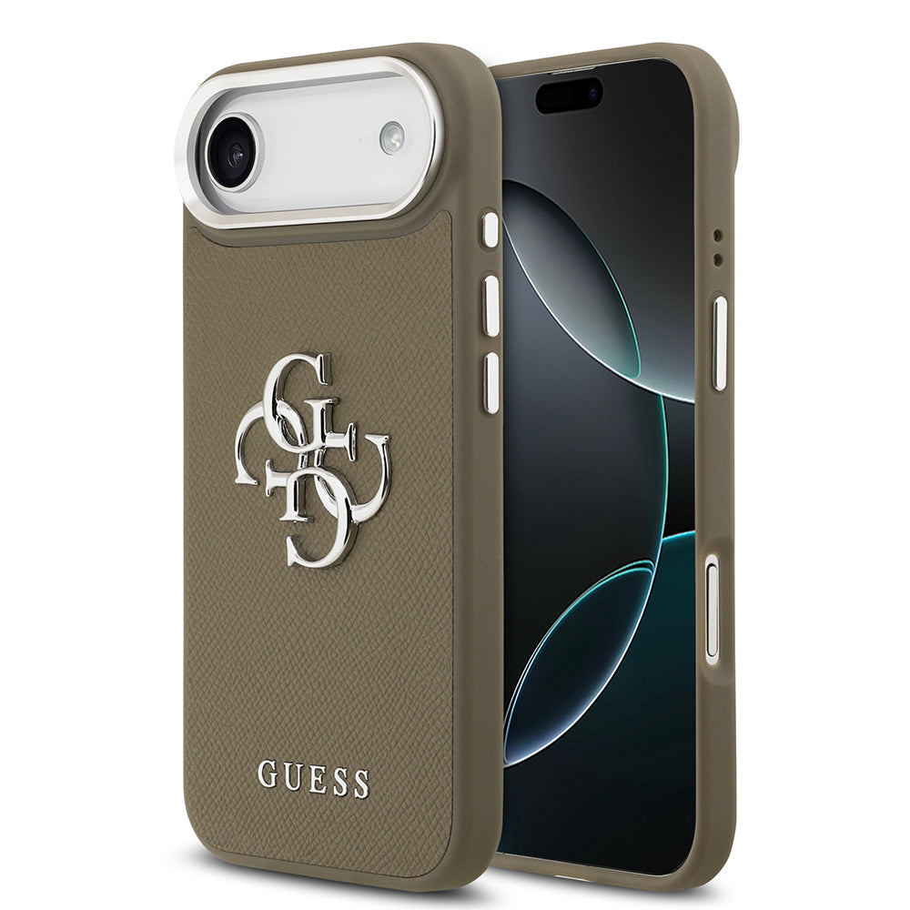 iPhone 17 Air Kılıf Guess Orjinal Lisanslı Grained 4G Metal Büyük Logolu Kapak