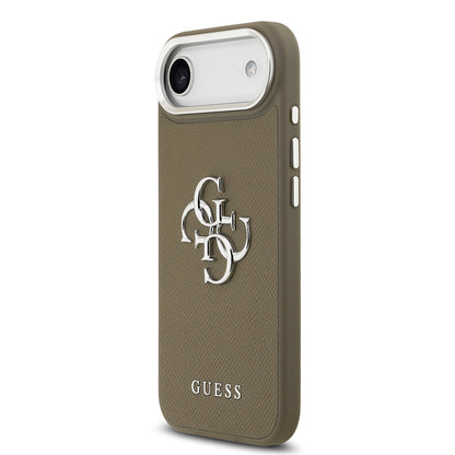 iPhone 17 Air Kılıf Guess Orjinal Lisanslı Grained 4G Metal Büyük Logolu Kapak