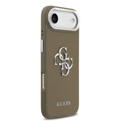 iPhone 17 Air Kılıf Guess Orjinal Lisanslı Grained 4G Metal Büyük Logolu Kapak