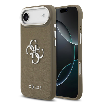 iPhone 17 Air Kılıf Guess Orjinal Lisanslı Grained 4G Metal Büyük Logolu Kapak